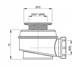 Сифон для душевого поддонa AlcaPlast Ø50 мм с нержавеющей peшeткой A46-50