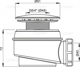 Сифон для душового поддонa AlcaPlast Ø60 мм білий A47B-60