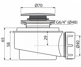 Сифон для душевого поддонa AlcaPlast click/clack хром A476-50
