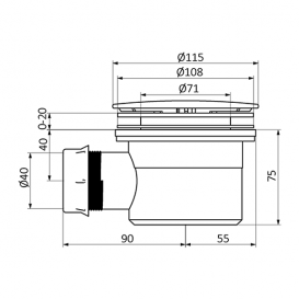Сифон для душового піддону GRB Valvuleria 115 мм білий / хром 00040002