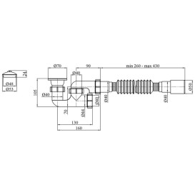 Сифон для душового піддону Kroner KRP ST02 з ревізією пластик/нержавіюча сталь CV032070