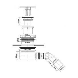Сифон для душового піддону McAlpine HC2730LCPN-PB із пластиковою накладкою 113х40/50 мм А0047309