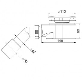 Сифон для душового піддону Prevex d90 мм зі зливною трубою 40/50 мм A417CH50-01