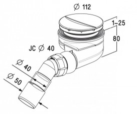 Сифон для душового піддону Radaway хром TB90P
