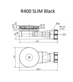 Сифон для душового піддону Radaway R400B Slim чорний 5902738069517