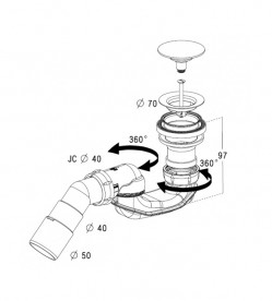 Сифон для душового піддону Radaway Turboflow 578P click-clack хром 5902738023014