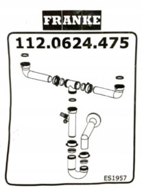 Сифон для подвійних мийок Franke пластик сірий 112.0624.475