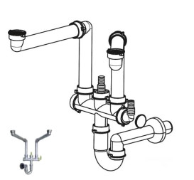 Сифон для двойных моек Franke пластик серый 112.0624.484