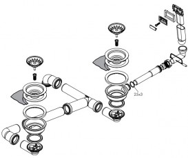 Сифон для двойных раковин Hansgrohe D17-10 белый/нержавеющая сталь 43928000