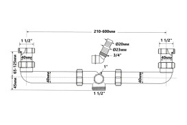 Сифон для двух кухонных моек McAlpine с тройником 1½ с подключением к стиральной машине HC11