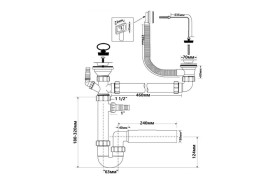  	Сифон для кухонной мойки McAlpine двойной с подключением к стиральной машине HC7+DO2-U