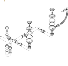 Сифон для кухонной мойки Fisc Italiana Premium 2K Manual ручной двухкамерный хром 01643-2