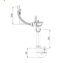 Сифон для кухонной мойки Fisc Italiana Premium 1K Auto автоматический однокамерный хром 01629-1