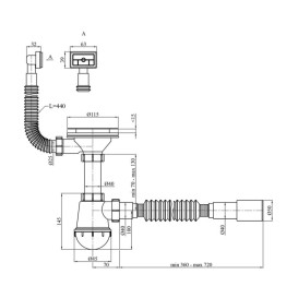 Сифон для кухонной мойки Kroner KRP KS02 3½''х40/50 мм пластик/нержавеющая сталь CV032074