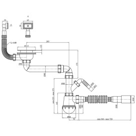 Сифон для кухонной мойки Kroner KRP KS02S-1 3½''х40/50 мм с отводом для стиральной машины CV032076