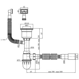 Сифон для кухонной мойки Kroner KRP Siphon-021 3½''х40/50 мм черный PVD CV026282