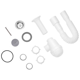 Сифон для кухонной мойки Kroner KRP TW01 1½''х40/50 мм пластик/нержавеющая сталь CV032073