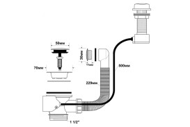 Сифон для кухонной мойки McAlpine 1½ автомат с переливом хром PUFS70-CP-25