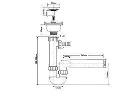 Сифон для кухонной мойки McAlpine 1½х50 со сливом хром HC7+BSW50P