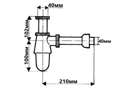 Сифон для кухонної мийки McAlpine без зливу 1½х40 латунь хром 200S