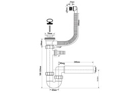 Сифон для кухонної мийки McAlpine з підключенням до пральної машини 1½х50 з переливом HC7HC17-25