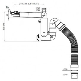 Сифон для кухоннї мийки Prevex Smartloc 40/50 мм телескопічний 41N03910