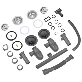 Сифон для кухонной мойки с 2 чашами Kroner KRP Siphon-012 3½''х40/50 мм серый CV023015