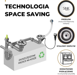 Сифон для кухонной мойки Fisc Italiana Premium 2K Auto автоматический двухкамерный хром 01642-2