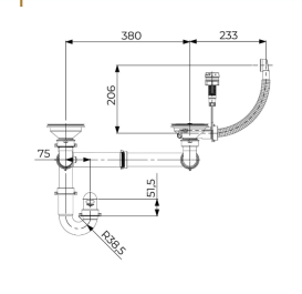 Сифон для кухонной мойки Fisc Italiana Premium 2K Auto автоматический двухкамерный хром 01642-2