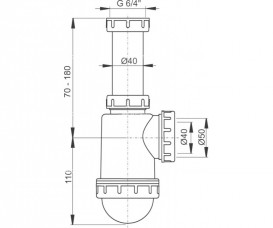 Сифон для мойки AlcaPlast с накидной гайкой 6/4