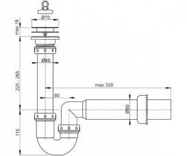 Сифон для мойки AlcaPlast с peшeткой из нержавеющей стали A800-DN50