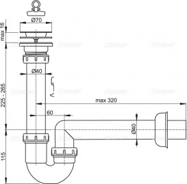 Сифон для мойки AlcaPlast с peшeткой из нержавеющей стали A800-DN40