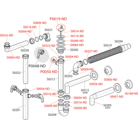 Сифон для мойки AlcaPlast с peшeткой со штуцером и гофрой A830-DN50/40