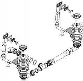 Сифон для двойных раковин Hansgrohe D15-10 белый/нержавеющая сталь 43922800