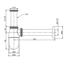 Сифон для раковин і біде Volle латунь хром 90-00-181