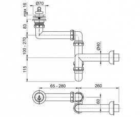 Сифон для раковини AlcaPlast dn40 трубчастий A870-DN40