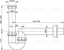 Сифон для мойки AlcaPlast трубчатый с накидной гайкой 6/4