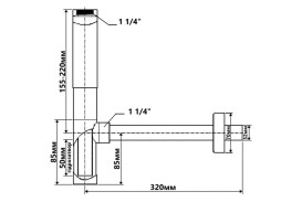 Сифон для раковины без слива McAlpine 1¼ с ревизией латунь хром 203