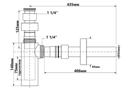 Сифон для раковины без слива McAlpine Lux 1¼ латунь нержавеющая сталь CA32EU-SN