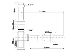 Сифон для раковины без слива McAlpine Lux 1¼ латунь хром CA32SQEU-CB