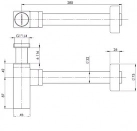 Сифон для раковини Fiore латунь чорний матовий 30NN8852