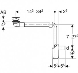 Сифон для раковины Geberit пластик/металл хром 152.084.21.1