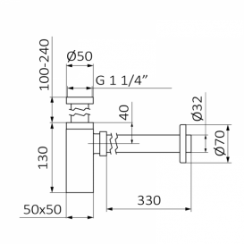 Сифон для раковини GRB Valvuleria 1 1/4 латунь хром 030162