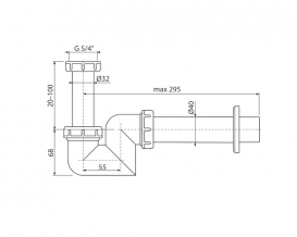 Сифон для раковини і біде AlcaPlast Ø40 мм поліпропілен A45F-DN40
