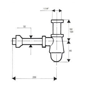 Сифон для раковини та біде McAlpine 220СВ без зливу низький 1/4