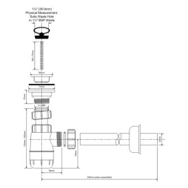 Сифон для раковины и биде McAlpine HC1L со сливом и пробкой 1 1/4х32 мм пластик А0047302