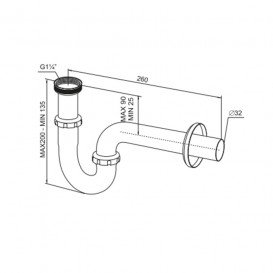  	Сифон для раковини і біде Prevex c накидною гайкою 5/4