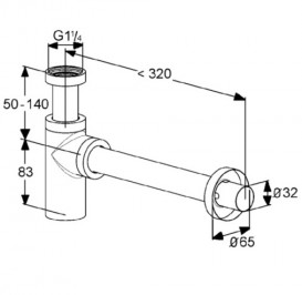 Сифон для раковини Kludi 1¼ метал чорний матовий 1002039-00