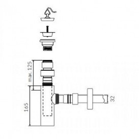 Сифон для раковини Marmorin декоративний з вентилем і пробкою хром ZCS