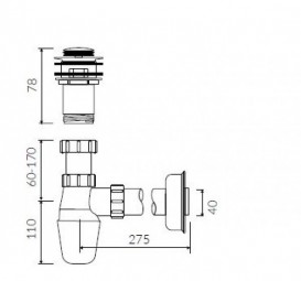 Сифон для раковины Marmorin Klik Klak с переливом белый/хром ZPC
